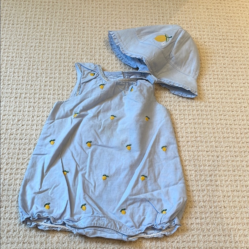 Janie and Jack Light Blue Sun Hat and Romper